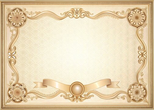 Elegant Certificate Template with Ornate Border and Ribbon