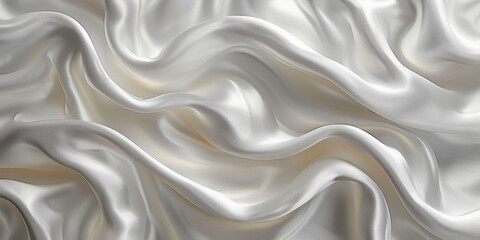 Obraz premium satin background White fabric Backdrop Pattern Abstract Texture Design Fashion Vintage Space Wave Color Luxury Wallpaper Beautiful Shape Curtain Textile 