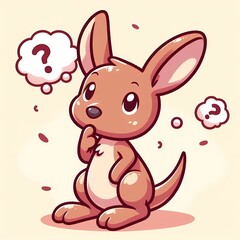 cute kangaroo confused cartoon vector icon illustration