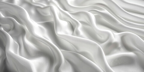 Naklejka premium satin background White fabric Backdrop Pattern Abstract Texture Design Fashion Vintage Space Wave Color Luxury Wallpaper Beautiful Shape Curtain Textile 