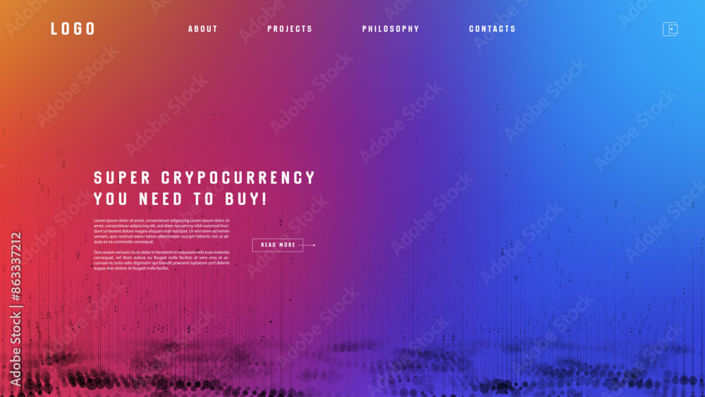 Poster landing page abstract design with big data. template for website or app.