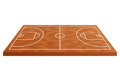 Basketball court 3d. Side view. Vector illustration.