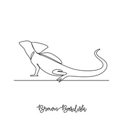 One continuous line drawing of brown basilisk vector illustration. Type of Lizard animal themes design concept with simple linear style. Lizards are reptiles with scaly skin, four legs, and a tail.