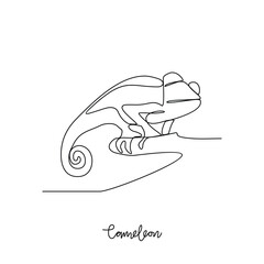 One continuous line drawing of Chameleon vector illustration. Type of Lizard animal themes design concept with simple linear style. Lizards are reptiles with scaly skin, four legs, and a tail.