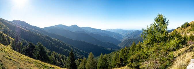panoramic view on the mountains in the Southern French Alp on a sunny late summer day