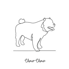 One continuous line drawing of chow chow vector illustration. Type of Dog themes design concept with simple linear style vector. Dogs are domesticated mammals, loyalty and companionship to humans.
