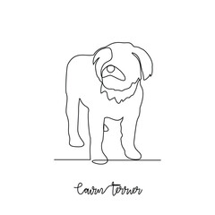 One continuous line drawing of cairn terrier vector illustration. Type of Dog themes design concept with simple linear style vector. Dogs are domesticated mammals, loyalty and companionship to humans.
