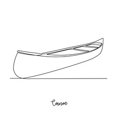 One continuous line drawing of Canoe vector illustration. Sea transportation themes design concept with simple linear style. Sea transportation involve moving goods and people across body of water.