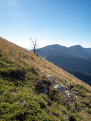 view on the mountains in the Southern French Alp on a sunny late summer day