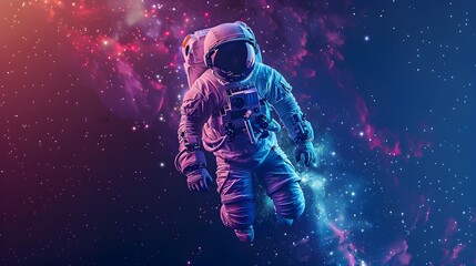 Fototapeta premium Abstract retro astronaut floating in zero gravity. simple Vector art