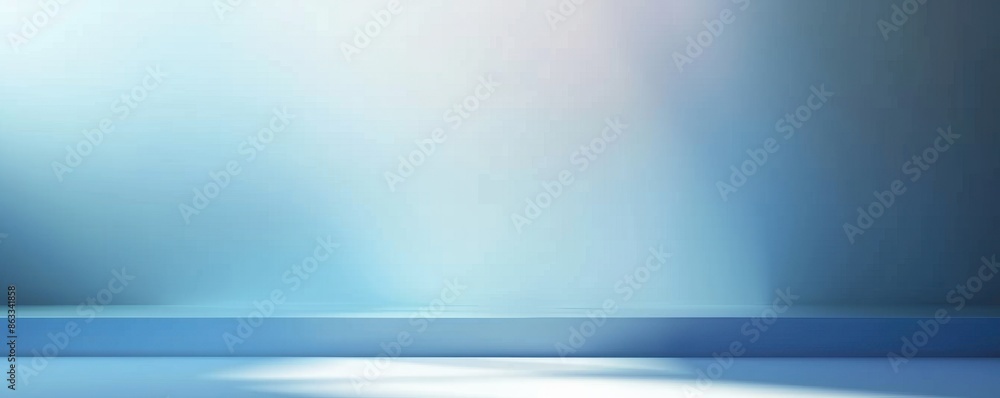 Poster blue gradient background with blurred studio room for product display generative ai