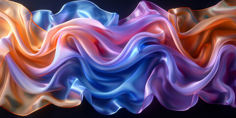 Obraz premium background silk Satin Pleated pleats Delicate drapery fabric abstract Pattern Texture Design Fashion Art Concept Wave Color Luxury Wallpaper Colorful Beautiful Textile 