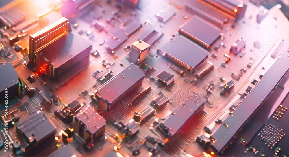 Poster designing hardware electronics circuit boards cpus memory gpus coolers and upgrades concept hardware