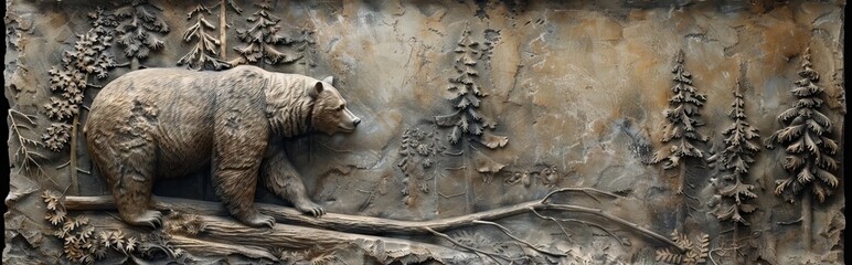 3d bear Wallpaper Background golden art for digital printing wallpaper, mural, custom design wallpaper. AI generated illustration