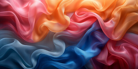 Obraz premium background silk Satin Pleated pleats Delicate drapery fabric abstract Pattern Texture Design Fashion Art Concept Wave Color Luxury Wallpaper Colorful Beautiful Textile 