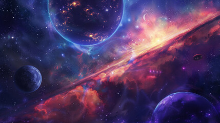 Space abstract fantasy background with glow and shine