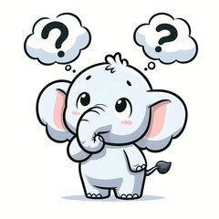 Obraz premium cute elephant confused cartoon vector icon illustration