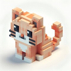 Obraz premium Isometric 3D Cute Voxel Art Cat