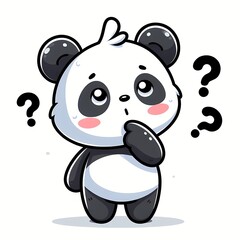 cute panda confused cartoon vector icon illustration