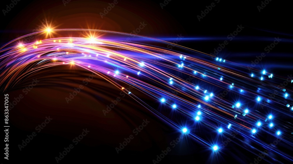 Poster glowing electricity cable connection in an abstract internet cyber concept background with optical c