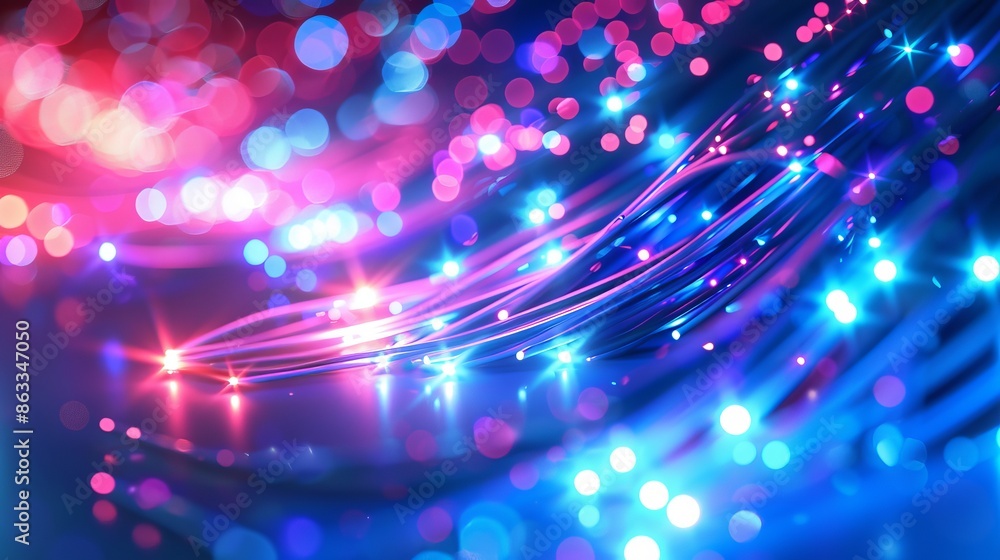 Poster glowing electricity cable connection in an abstract internet cyber concept background with optical c