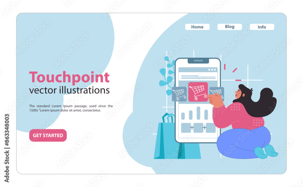 Poster touchpoint concept. optimizing customer interaction with digital shopping platforms.