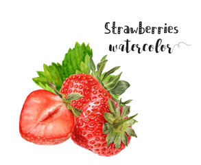 A watercolor painting depicting colorful strawberries on a crisp white backdrop