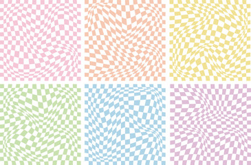 Groovy retro pattern background in psychedelic checkered backdrop style. A chessboard in a minimalist abstract design with a 60s 70s aesthetic vibe. hippie style y2k. funky print vector illustration.
