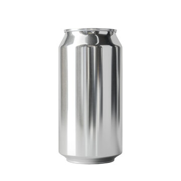 Chrome Soda Can Mockup on Clear Background.
