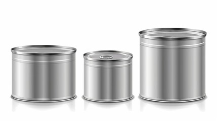 Vector mockup of tin cans of different sizes isolated on a white background