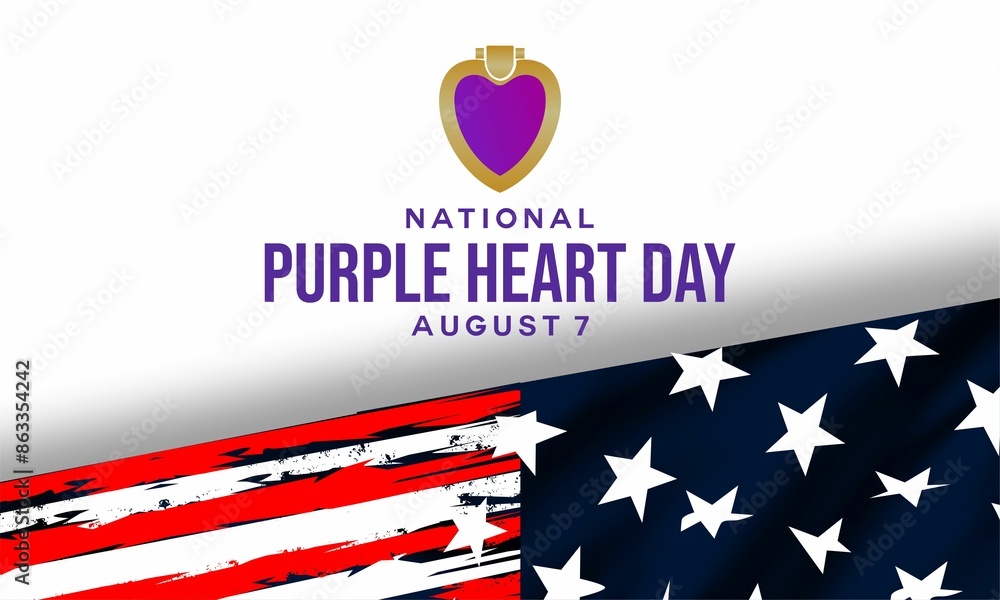 Wall mural national Purple Heart Day background template. Holiday concept. background, banner, placard, card, and poster design template . vector illustration. - Wall murals