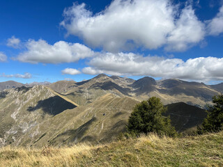 view on the mountains in the Southern French Alp on a sunny late summer day