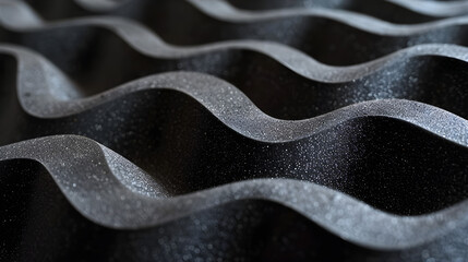 Paneles de Espuma Negra Texturizados y Curvados para Aislamiento Acústico o Amortiguación