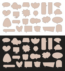 Doodle chat clipart. Hand drawn speech symbol.. Talk bubbles with editable stroke. Cloud speech bubbles collection.