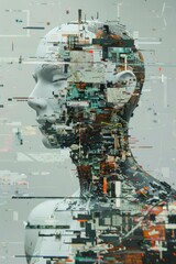 "Human Figure Fully Covered in Computer Errors, Bugs, and Glitches"