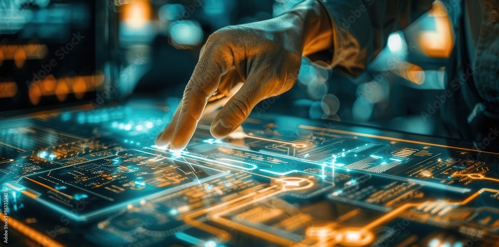 Poster analyzing digital infrastructure. tech consultant conducting a software audit concept