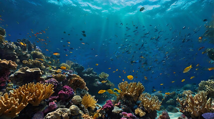 Ocean colorful coral reefs fish underwater background environment ecology