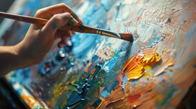 Creativity Unleashed. Painter using oil paints concept