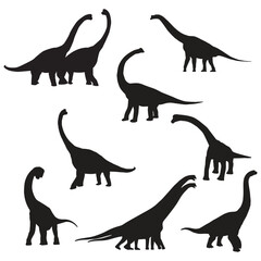Brachiosaurus Dinosaur Illustration Vector Silhouette Bundle