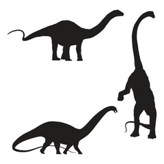 Set of Brontosaurus Dinosaur Illustration Vector Silhouette