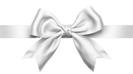 Silver bow and ribbon on transparent background