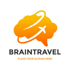 Brain travel vector logo template. This logo suitable for journey.