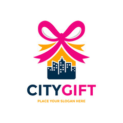 City gift vector logo template. This design use building of city symbol. Suitable for gift.