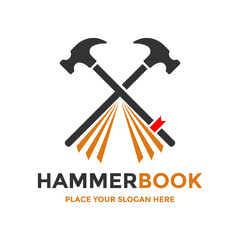 Hammer book vector logo template. This design use hammer and book symbol. Suitable for education.