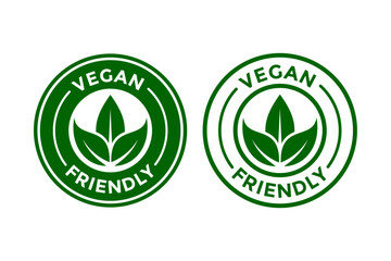 Vegan friendly vector logo template. This design use green leaf. Suitable for label.