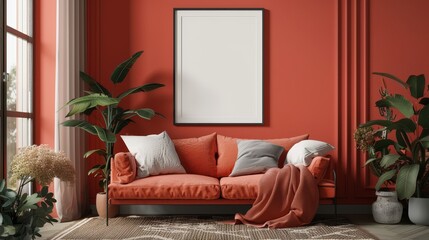 Frame mockup in contemporary nomadic home interior background, interior design