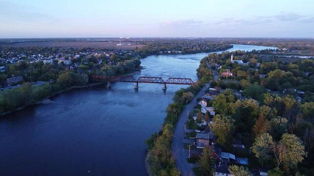 View of the River separating Laval and Terrebonne.
2.7K 30fps drone shot.