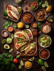 Vibrant and Flavorful Mexican Taco Feast Celebrating Diverse Toppings and Authentic Mexican Cuisine