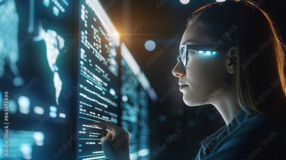 Aufkleber digital defense. cybersecurity expert using a security software concept