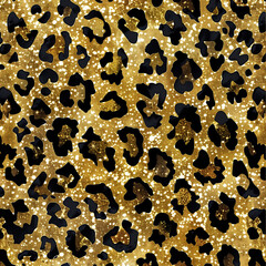 textured gold glitter leopard print background
